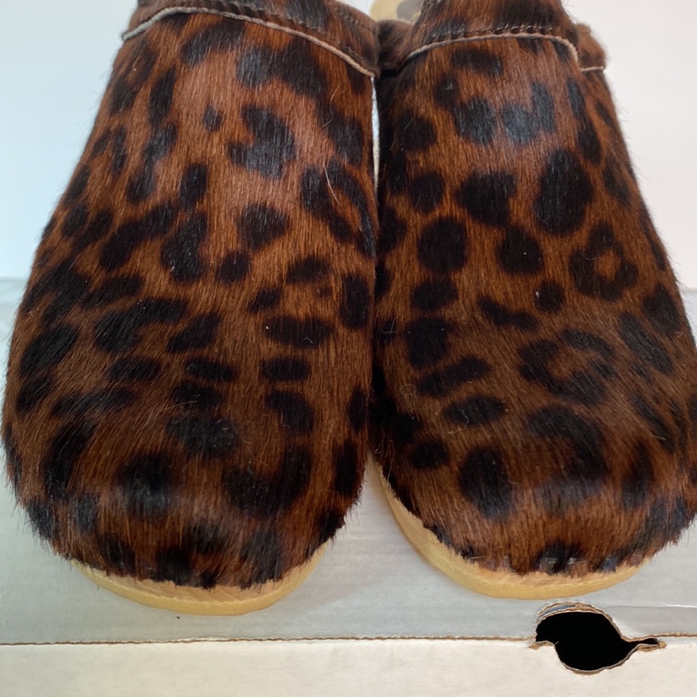 No. 6 High Heel Clogs Espresso Pony Leopard Brown Size 39 - Picture 3 of 8